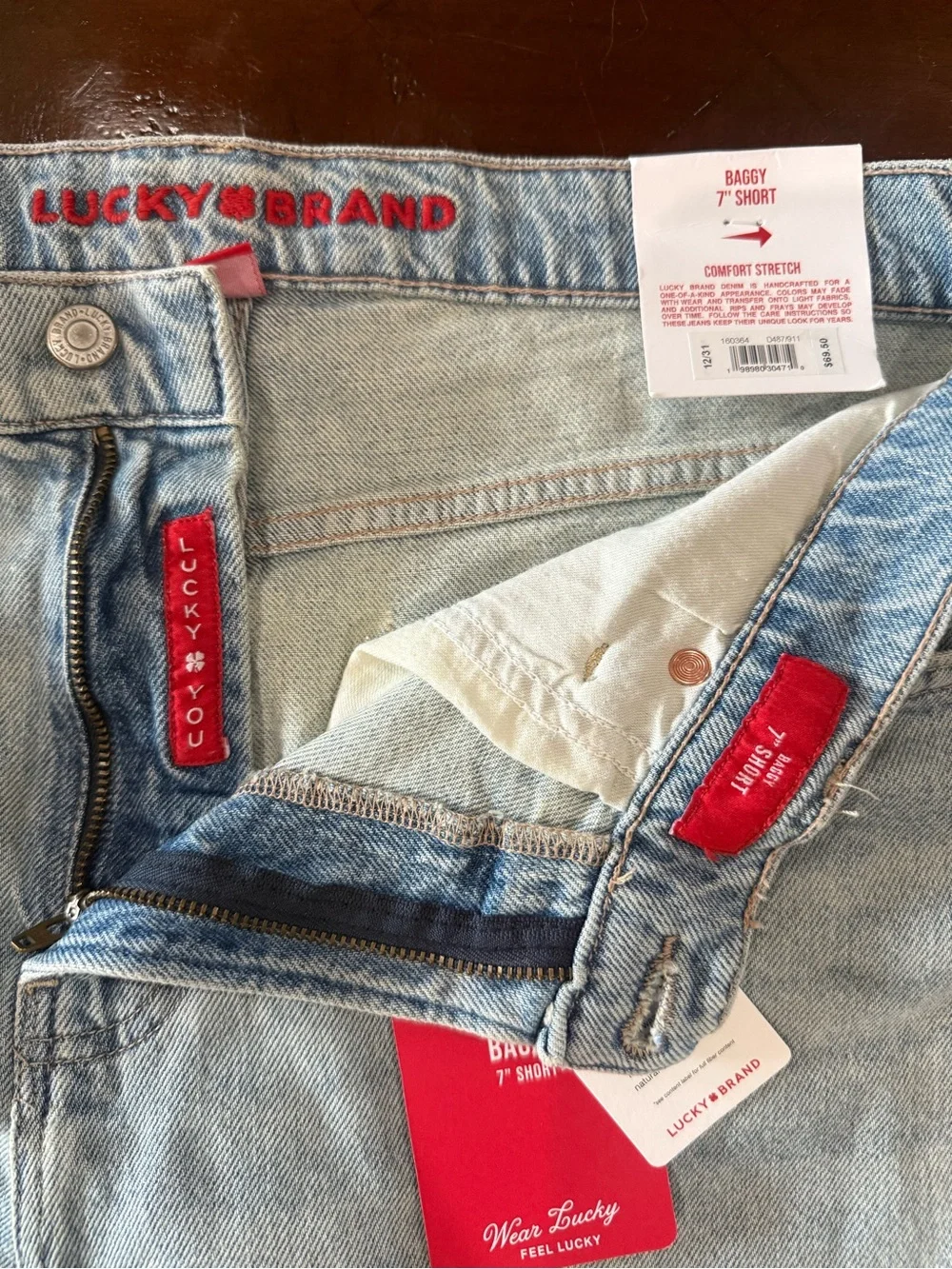 Lucky Brand Light Blue White Washed Vintage Frayed Hem Denim Shorts Size 12 / 31
